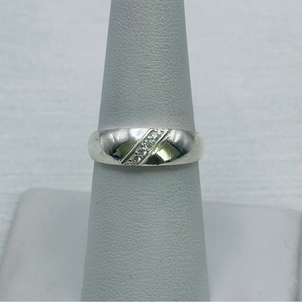 S925 Silver Sparkle Stripe Bubble Band