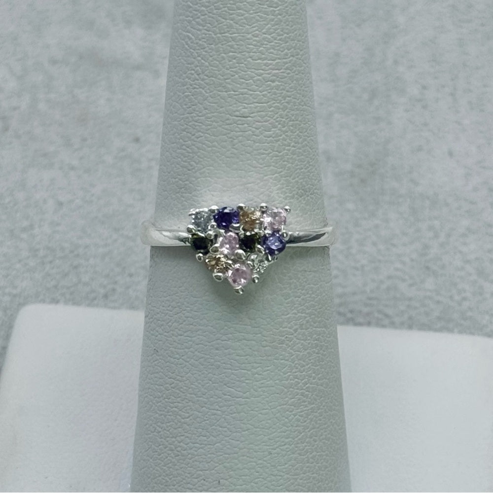 S925 Heart Mixed Gemstone Ring