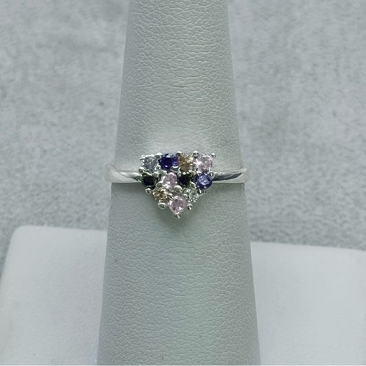 S925 Heart Mixed Gemstone Ring