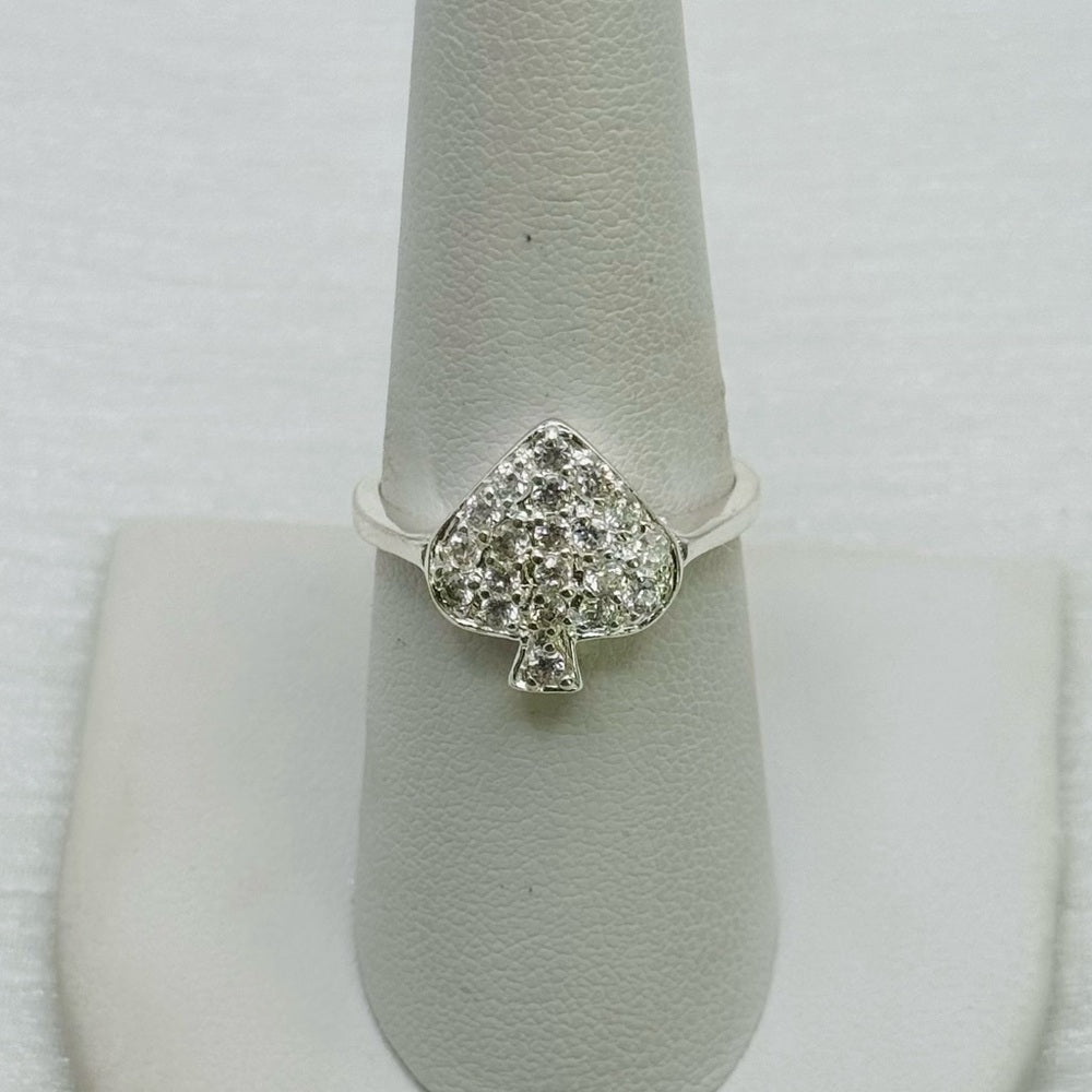 S925 Spade CZ Ring