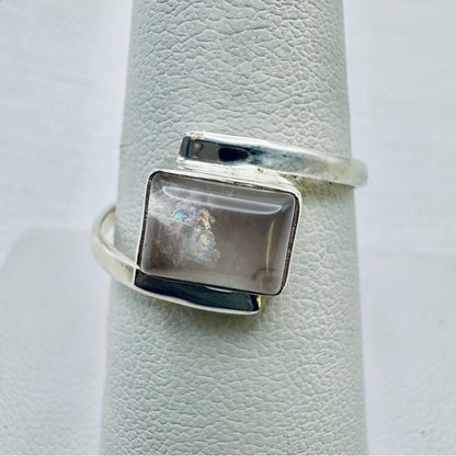 S925 Rose Quartz Twist Ring