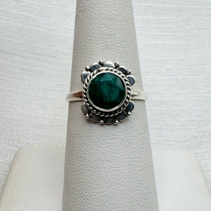 S925 Round Emerald Ring