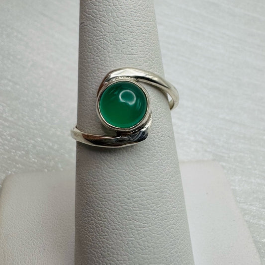 S925 Round Emerald Swirl Ring