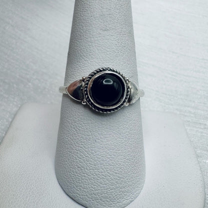 S925 Round Black Onyx Ring