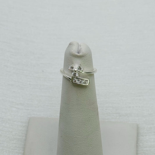 S925 Flower Pavé Bar Ring