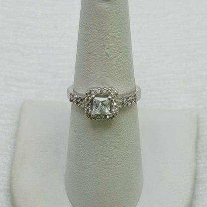 S925 Pavé Princess Cut Crystal Ring