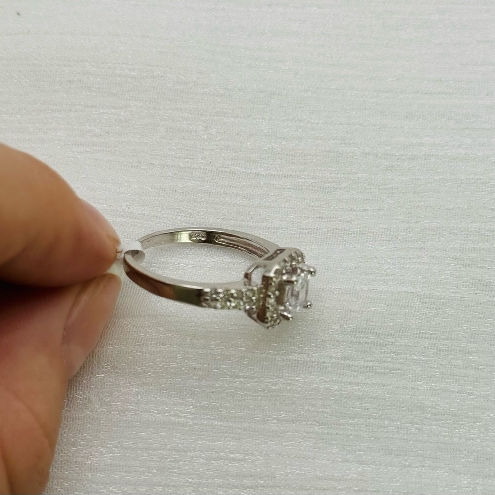 S925 Pavé Princess Cut Crystal Ring