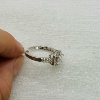 S925 Pavé Princess Cut Crystal Ring