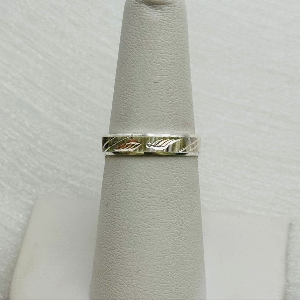 S925 Engraved Wing Band Ring
