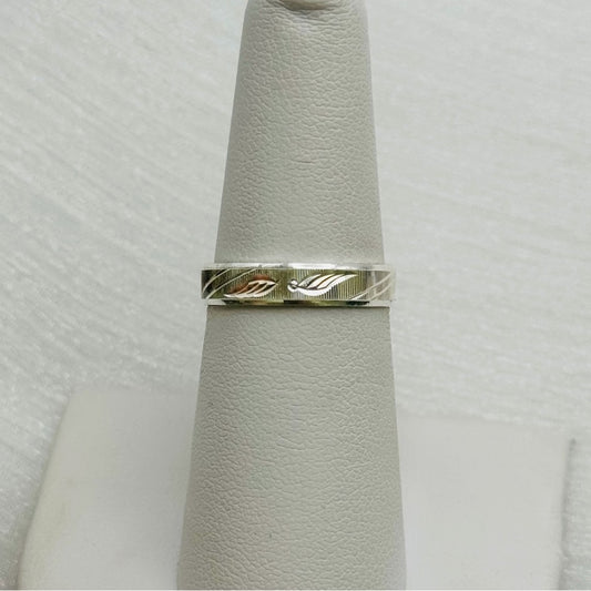 S925 Engraved Wing Band Ring