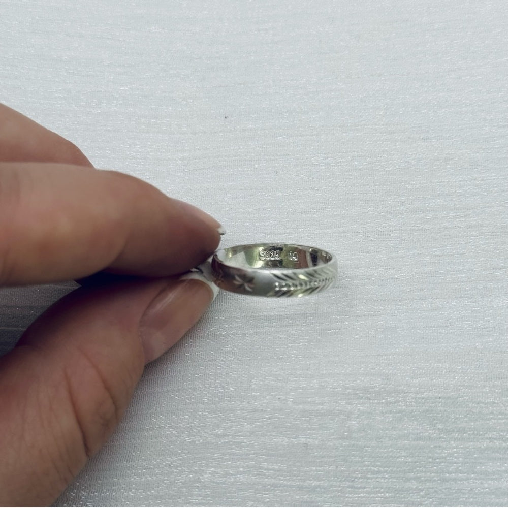 S925 Feather Diamond Cut Band