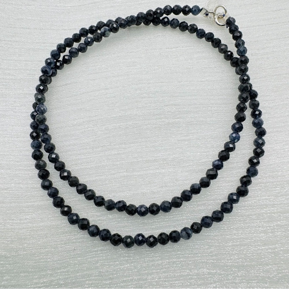 Dark Blue Sandstone Beaded Gemstone Necklace