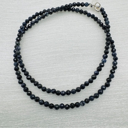 Dark Blue Sandstone Beaded Gemstone Necklace