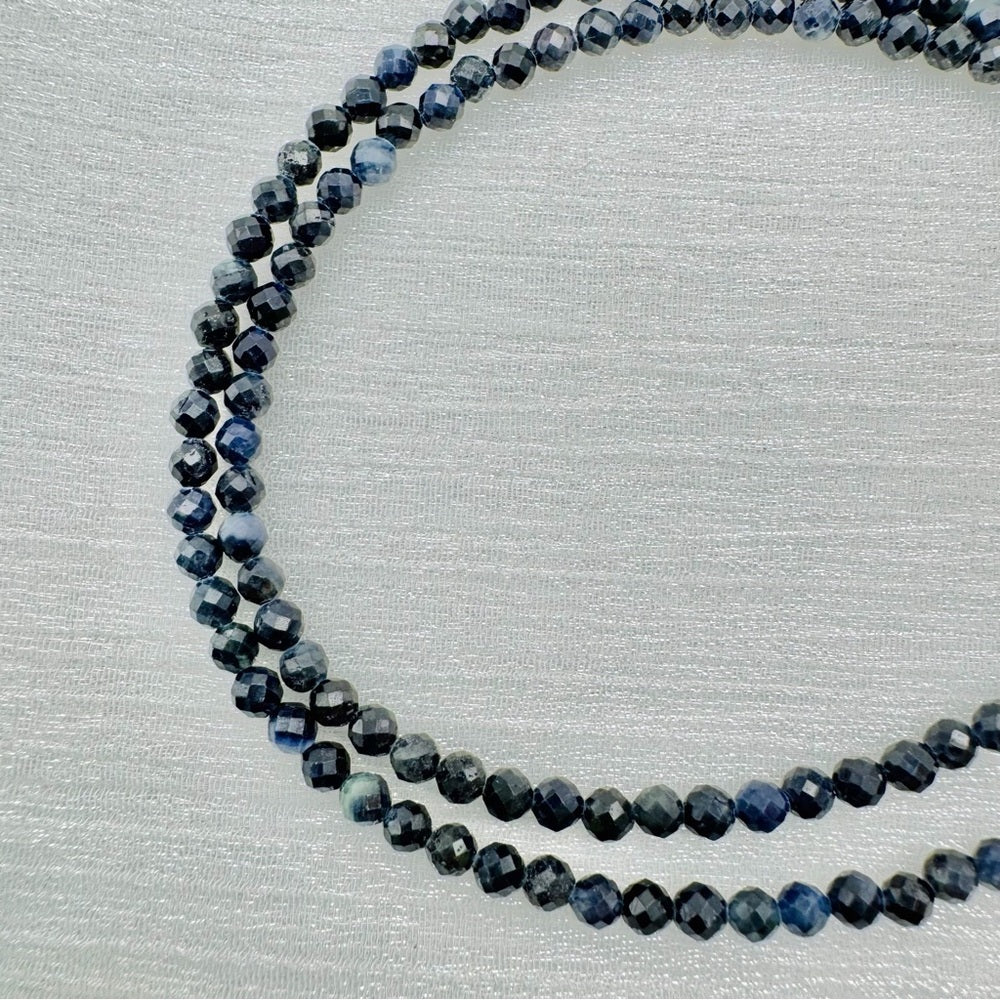 Dark Blue Sandstone Beaded Gemstone Necklace