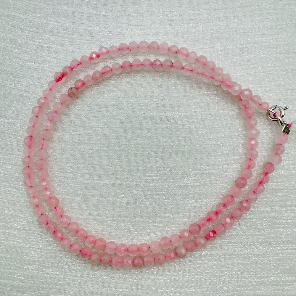 Rose Quartz Beaded Gemstone Necklace