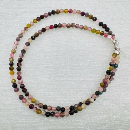 Rainbow Tourmaline Beaded Gemstone Necklace