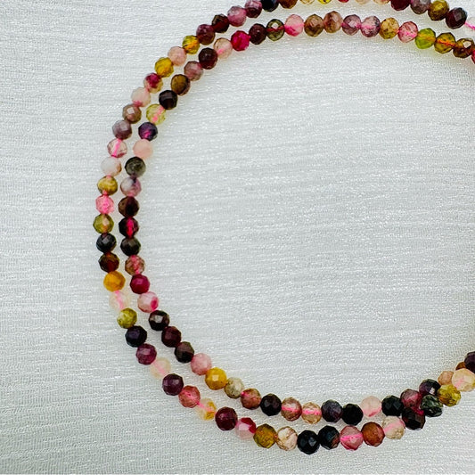 Rainbow Tourmaline Beaded Gemstone Necklace
