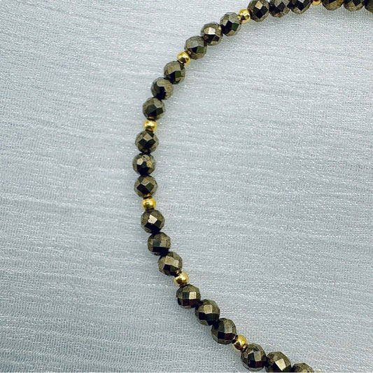 Pyrite Gemstone Bracelet 7.5”