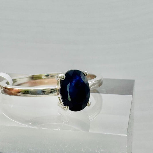 S925 Blue Sapphire Oval Ring