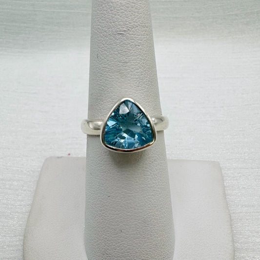 S925 Swiss Blue Topaz Triangle Ring