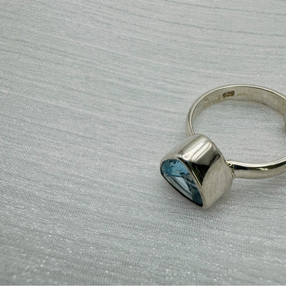 S925 Swiss Blue Topaz Triangle Ring