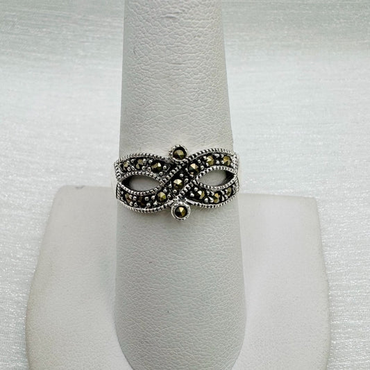 S925 Marcasite Twist Design Ring