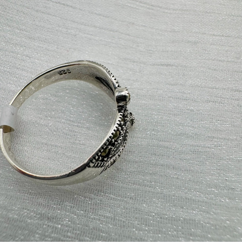 S925 Marcasite Twist Design Ring