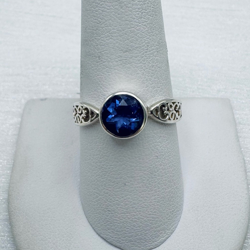 S925 Fluorite Round Ring