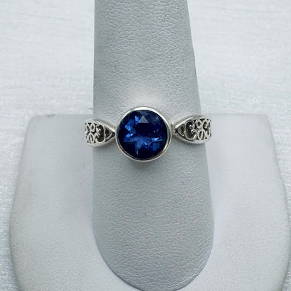 S925 Fluorite Round Ring