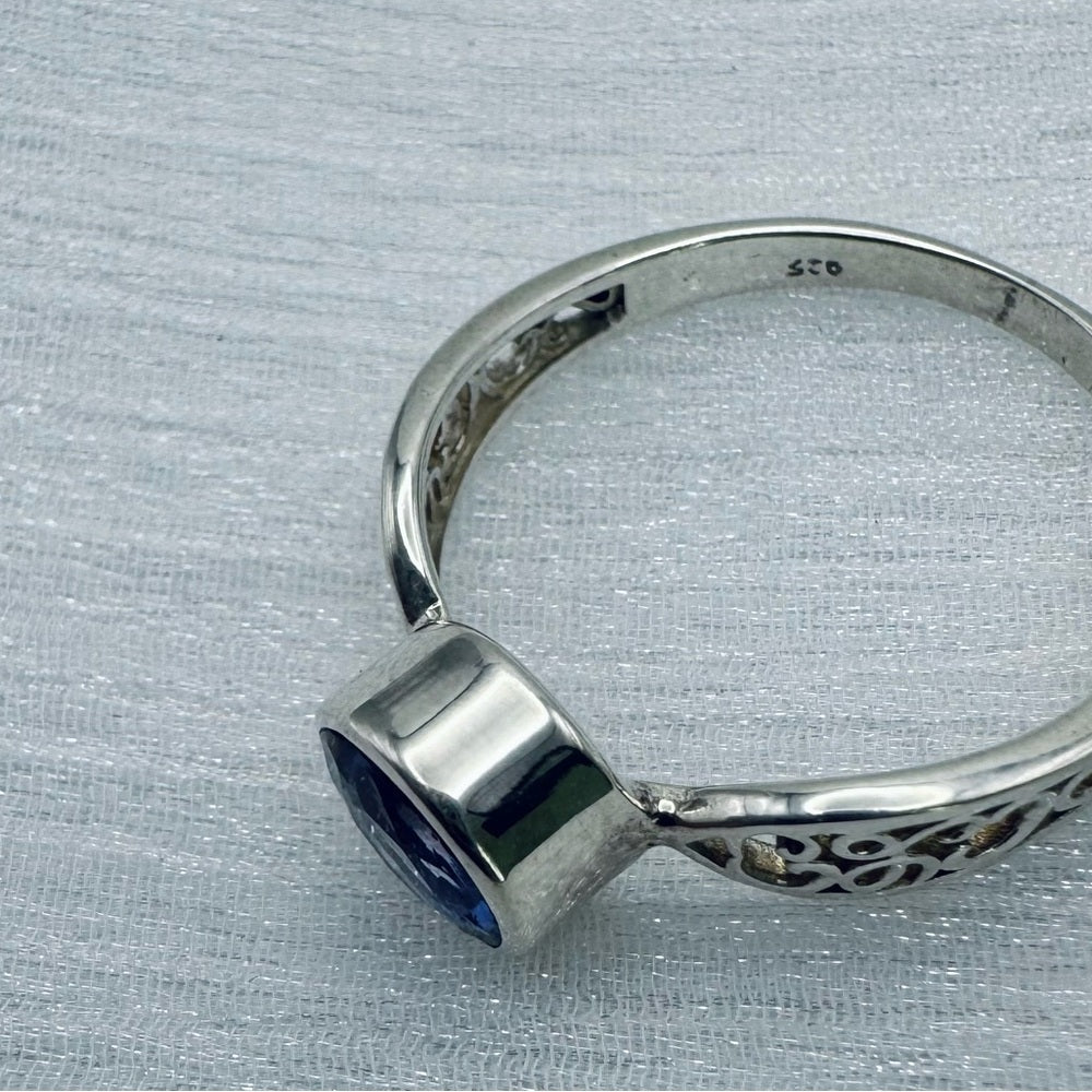 S925 Fluorite Round Ring