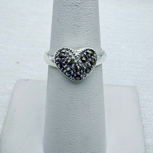 S925 Marcasite Heart Ring