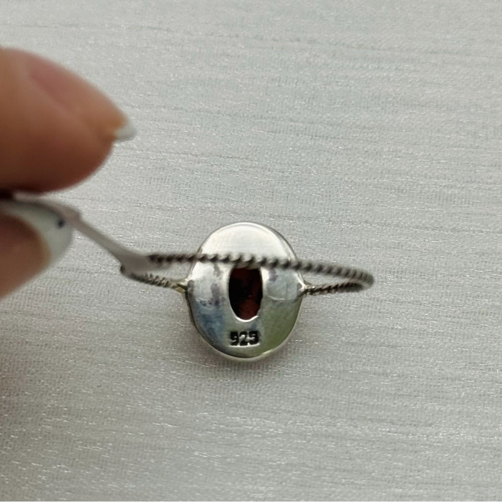 S925 Pink Conch Oval Ring