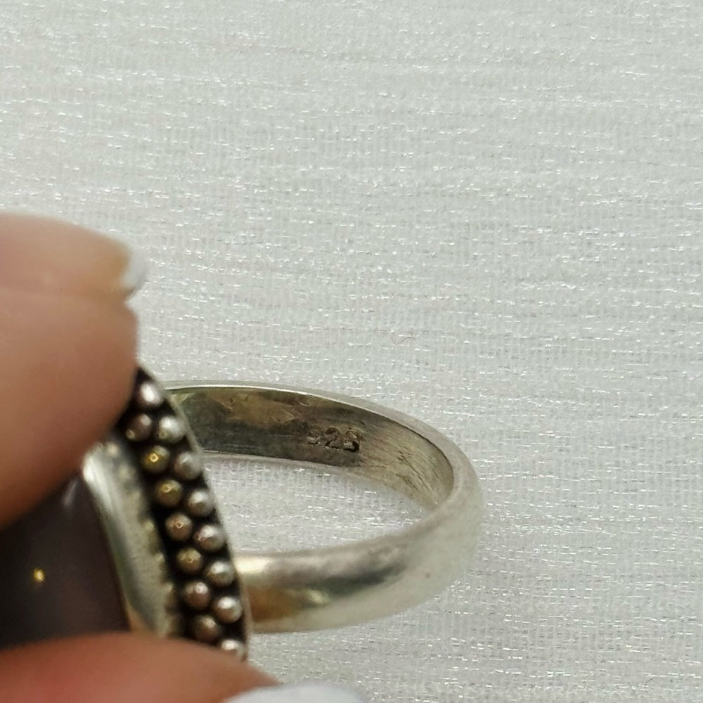 S925 Rose Quartz Teardrop Ring