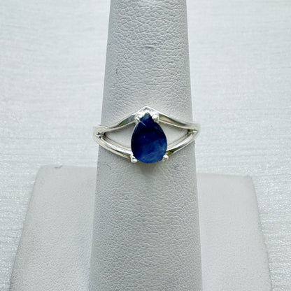 S925 Blue Sapphire Pear Ring
