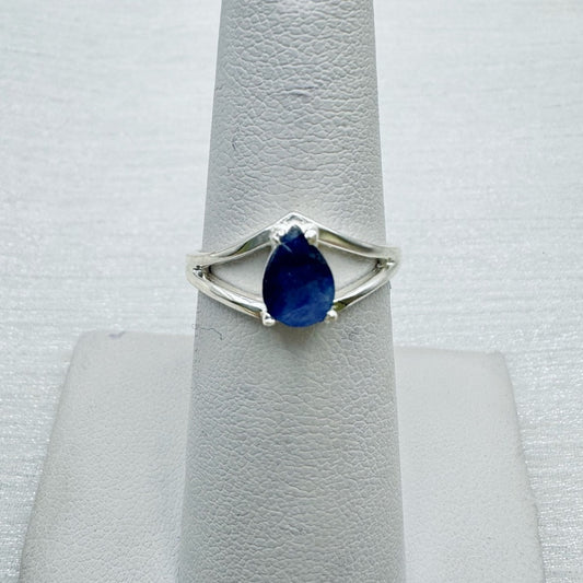 S925 Blue Sapphire Pear Ring