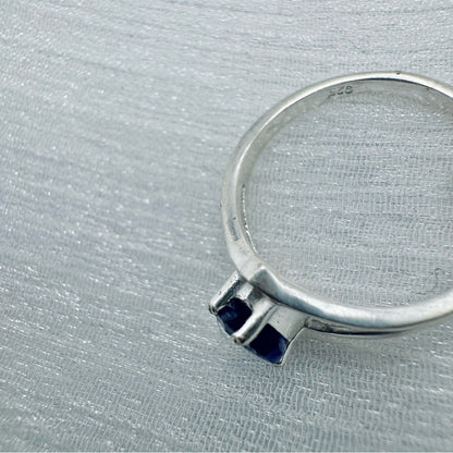 S925 Blue Sapphire Pear Ring