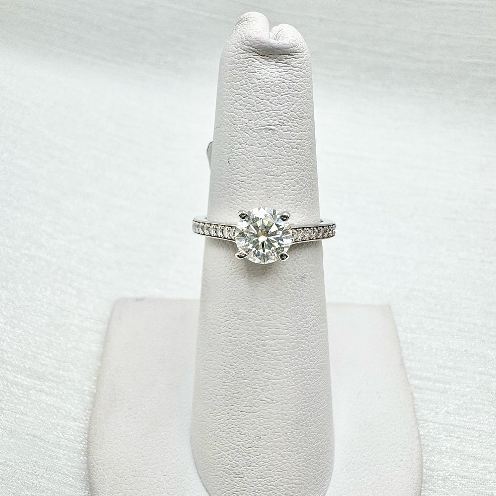 1.17 CT Moissanite Diamond Solitare w/ Pave Band