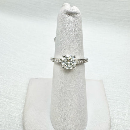 1.17 CT Moissanite Diamond Solitare w/ Pave Band
