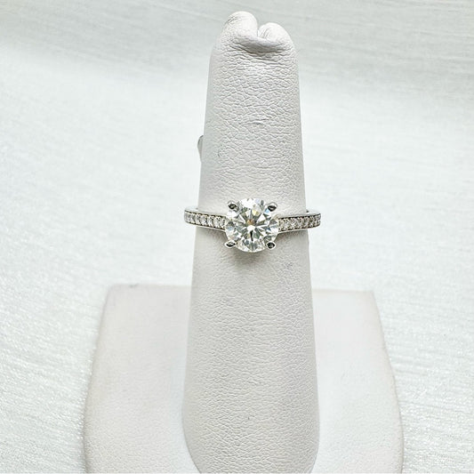 1.17 CT Moissanite Diamond Solitare w/ Pave Band