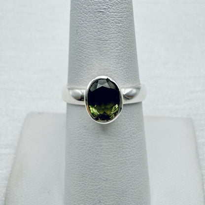 S925 Moldavite Oval Ring