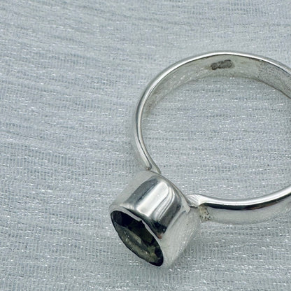 S925 Moldavite Oval Ring