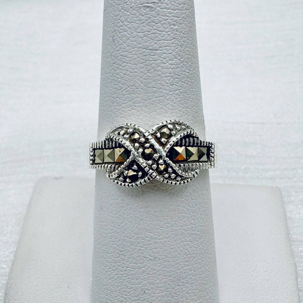 S925 Marcasite “X” Ring