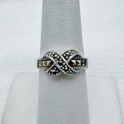 S925 Marcasite “X” Ring