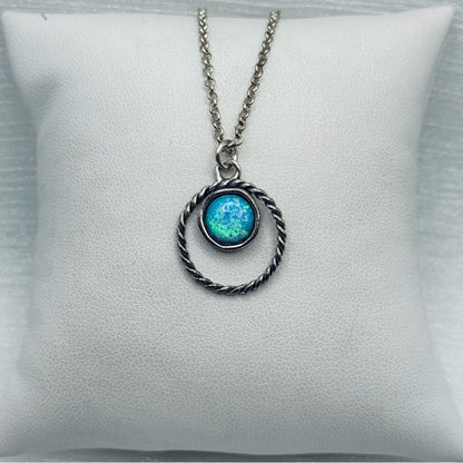 S925 Braided Round Australian Opal Necklace