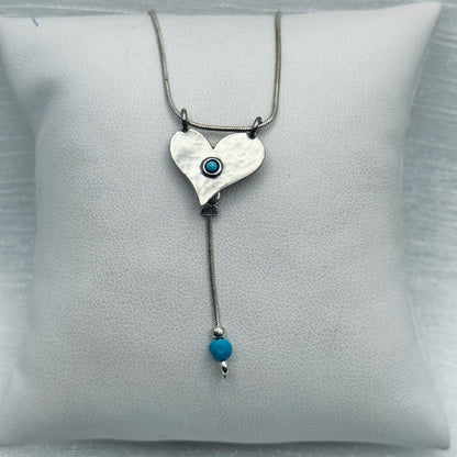 S925 Heart Turquoise Dangle Necklace