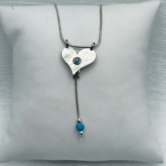 S925 Heart Turquoise Dangle Necklace