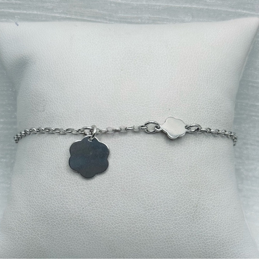 S925 Flower Charm Bracelet 7” and 1” Extender
