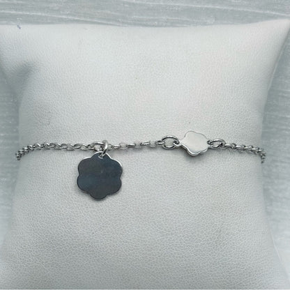 S925 Flower Charm Bracelet 7” and 1” Extender