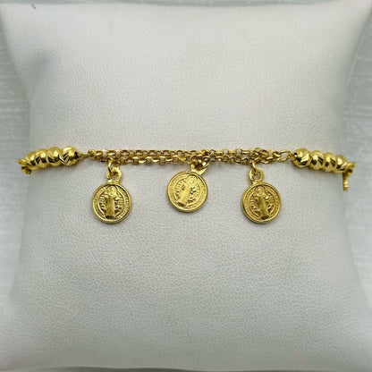 S925 Gold Plated Saint Benedict Bracelet 7”