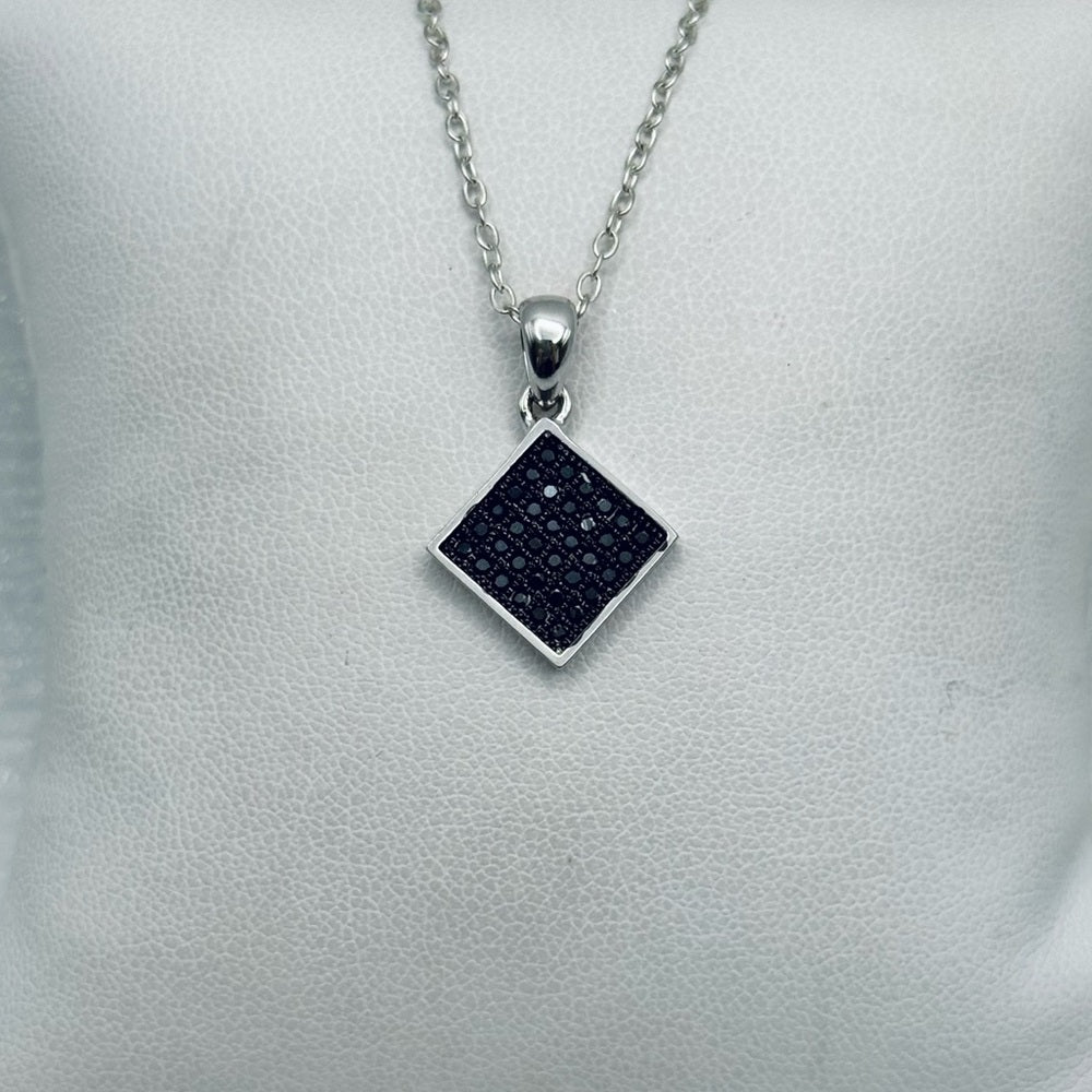 S925 Diamond Shape Black Spinel Pendant